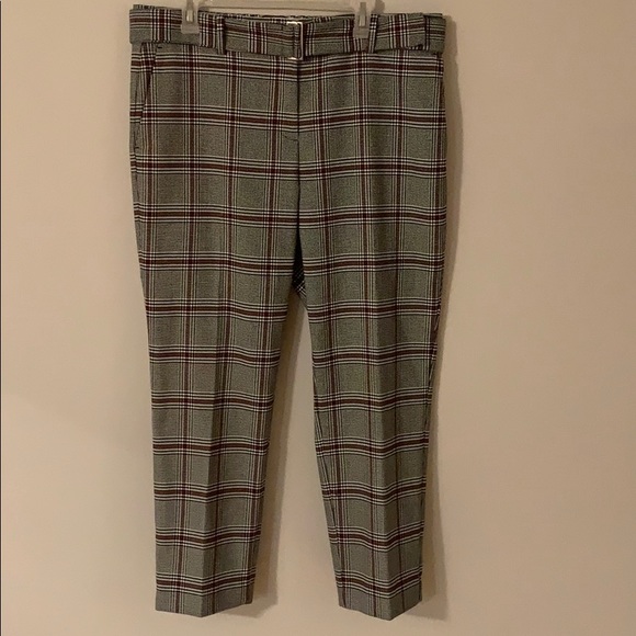 plaid belted pants